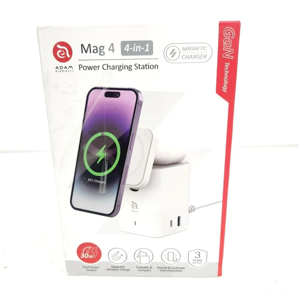 ADAM‎ Magnetic Wireless Charger Mag 4 GaN 30W 4in1 Power Charging IPhone AirPods
